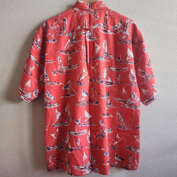 Reyn Spooner Shirt Mens 2XL Coral Aloha Hawaiian Sailboat Nautical Short Sleeve - Picture 9 of 11